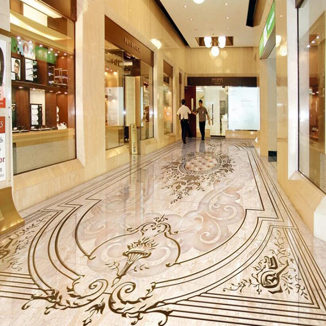 Photo Wallpaper European Style Marble Pattern Floor Mural Sticker